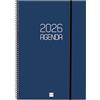 Finocam - Agenda a spirale 2026, vista settimanale verticale, gennaio a dicembre (12 mesi), agenda A4 annuale 2026 con gomma, copertina in polipropilene a spirale opaca, blu, spagnolo