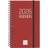 Finocam - Agenda Spirale 2026 Settimana Vista Orizzontale | Gennaio - Dicembre (12 mesi) | Agenda annuale 2026 con gomma | Coperchio in polipropilene Spiral Basics Opaque - Bordeaux - Catalano
