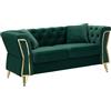 Dmora - Divano fisso 2 posti Acre, Sofà dritto, Divanetto per salotto, Poltrona matrimoniale, 162 x 83 h76 cm, Verde e Oro