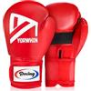 JUOIFIP Guanti da Boxe MMA Uomo Donna Adulto per Sacco da Pugilato Kickboxing, Guanti da Pugno Pesante Muay Thai per Allenamento 12oz (Red)