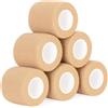 SenzaMa 6 Rotoli Benda Elastica Coesiva 5cm x 4,5m Autoadesiva Sportiva per Mani Ginocchia Braccia Garza elasticizzata per Bendaggio