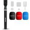 Movo WMX-HM2 - Impugnatura per microfono senza fili per DJI, Rode GO II, impugnatura portatile per interviste con supporto per microfono, adattatore e 3 parabrezza - per YouTube, TikTok, Journalism