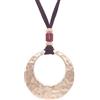 NILUXE DESIGN -Pendente Donna Cerchio Grande Dorato e Pietra Naturale Diaspro Rosso - Collana Regolabile con Cordoncino in Alcantara Marrone - Pendente Handmade Stile Boho Chic per Donna
