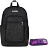 Invicta Zaino Scuola Jelek, Nero Scintillante, Doppio Scomparto Con Tasca per PC e Tasca per Borraccia, 34 lt, Scuola Media e Superiore, Zaino Ragazza + BUSTINA SPACE PINK INVICTA