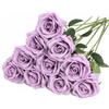 LEUCHTAMOR 10 rose artificiali, rose realistiche, per fai da te, per bouquet da sposa, composizioni, feste e decorazioni per la casa (lilla)