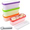 TESIN Contenitori per gelato - 1,5 litri (set di 4) - Contenitori riutilizzabili per gelato fatto in casa per sorbetto, yogurt congelato, coperchi flessibili in silicone, paletta, impilabili