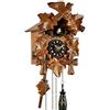 Eble, orologio a cucù, in vero legno, alimentato a batterie, a quarzo, suona il richiamo del cuculo, a cinque foglie, 22 cm