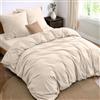 Dreamzie Parure da letto 4 pezzi, copripiumino matrimoniale 240x220 cm + lenzuolo con angoli matrimoniale 180x200 cm, con 2 federe da 65 x 65 cm, Beige per 2 persone, microfibra - oeko-tex