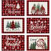 Ohok Set di 6 tovagliette natalizie, lavabili in poliestere, lino, 30 x 45 cm, per cucina, tavolo da pranzo, hotel, decorazione da tavolo (albero di Natale plaid B)