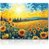 Dazzlewall Stampe su Tela di Arte Botanica d'Epoca, Pittura ad Olio di Girasole all'Alba Blu, Poster da Parete di Arte Rustica Estetica per Camera da Letto Soggiorno 30x40 cm Senza Cornice