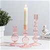 Glasseam Rosa Portacandele in Vetro: Set di 3 Portacandele Portacandele Colorati per La Decorazione della Casa Portacandele A Bolla per Candele Candelieri Decorazioni per La Tavola di Natale