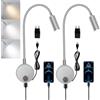 YNDD 2 pezzi Lampada da Lettura a Parete, Luce da Muro con Interruttore di Controllo Tattile e Presa di Ricarica USB Luce Regolabile 3000K-6000K, Applique a Collo d'oca Flessibile Letto, Argento