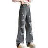 FEOYA Pantaloni da bambina in denim, a gamba larga, con tasche, stile vintage, Y2k Baggy Jeans larghi, 120-170, Nero Grigio 2, 130 cm