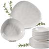 Ma Maison Servizio Piatti per 6 Persone Set 12 Pezzi Moderni di Design da Tavola -in Ceramica, 6 Piatti Piani Ø 30-6 Piatti fondi Ø 23, Ristorante,Triangolari - Lavastoviglie
