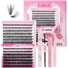 FADLASH Kit di Extension Ciglia a Ciuffetti, 280pcs Ciglia Finte Volume Russo Cluster da 30D e 40D Mix 8-16 mm Curva D, Bond e Seal, Rimuovi Colla, Pinzette, DIY Estensione per Lashs Cluster Set