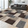 Calinline Tappeto moderno geometrico patchwork per interni e soggiorno, antracite, 200x230 cm, grandi tappeti, collezione Rockwood, decorazione per camera da letto, grigio, morbido, pelo corto