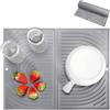 Oamwrae Tappetino Scolapiatti Silicone, Pieghevole Tappeto per Piatti Cucina, Resistente al Calore, Antiscivolo (43×34cm, Grigio)