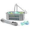 Beldray 30 Ultra Grip Mollette, Cestino & Filo per Bucato - Cestino Portamollette Pieghevole, Si Appende al Filo, Presa Facile, Fori di Drenaggio per Rilasciare la Pioggia, 20m