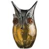 GILDE GLAS art Glass Art Design - Vaso a forma di gufo, fatto a mano, in vetro, colore: marrone ambra, altezza 23