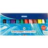 Stylex 28614 - Set di colori acrilici, 10 tubetti da 83 ml, 10 colori a base d'acqua, resistenti alla luce e all'acqua, asciugatura rapida, forte potere coprente, per tela, carta e pietra