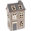 Shudehill Giftware Shudehill Articoli da regalo - Portacandela in ceramica della linea Village Pottery, Case di mattoni grigio neutro, collezione: Chateau a mattoncini, Lilla, o Casa a mansarda (Mattoni Lilla)