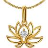 CLEVER SCHMUCK Ciondolo a forma di fiore di loto, in oro 19 mm, con zirconi e catenina a maglia barbazzale, 45 cm, in argento Sterling 925, placcato oro, in custodia rosa