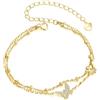 Qings Bracciale Farfalle Donna in Argento Sterling 925 Bracciale Regolabile a Doppia Strato Animali Insetti con Zirconi Regali di Gioielli per Compleanni