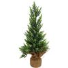 BAKAJI Albero di natale 55cm Alberello Pino con Base Sacco Iuta Decorazione Natalizia