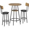 HOMCOM Set tavolo da bar a 3 pezzi con 2 sgabelli imbottiti, rivestimento in eco-pelle, schienale, struttura in metallo, Marrone | Aosom Italy
