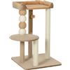 PawHut Albero Tiragraffi per Gatti con Piattaforma e Torre per Arrampicata 56x54x86 cm Marrone | Aosom Italy
