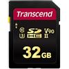 Transcend Scheda di memoria SDHC 700S da 32 GB UHS-II, C10, U3, V90, 8K, Ultra HD, fino a 285/180 MB/s, progettata per fotocamere DSLR e videocamere avanzate - TS32GSDC700S