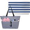 Kaslaider Grande Borsa da Spiaggia da Donna, Borsa Spiaggia Mare Pieghevole Con Cerniera Antisabbia Elegante Tote Bag Impermeabile Multifunzionale borsa Spalla Shopper Bag per Nuoto, Turismo