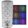 ChiliTec Lampada da tavolo con lampada da tavolo in cristallo da 21 cm a batteria con interruttore touch - Colori della luce RGB e luce decorativa regolabile con cambio colore - ricaricabile tramite USB