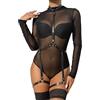 SuperLove Leather Body Harness with Garters Black