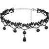 SuperLove Sexy Lace Floral Bead Pendant Choker Black