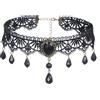 SuperLove Vintage Lace Gemstone Bead Pendant Choker Black