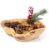 YOFAPA Ciotola decorativa in legno, fatta a mano, ondulata, con bordo vivo, per sala da pranzo, cucina, tavolo, decorazione per la casa, ciotola per frutta in legno, ciotola decorativa per noci