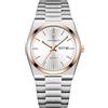 Poedagar Orologio da polso da uomo, al quarzo, impermeabile, luminoso, con data, settimana, alla moda, business, classico, in acciaio inox, orologio da uomo, Oro rosa e bianco., Bracciale