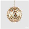 EDG Enzo De Gasperi Addobbo Natale Palla Vetro Fiori D 10 Cm White Gold 1 Pz