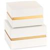 Cupido&Co. Set 2 Scatole Avorio e Oro con Inserto 120 x 120 x 70/140 x 140 x 80 Mm