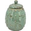 Vimin Box Urna Ceramica Verde Acqua Fiori Rilievo D 14 Cm H 17,5 Cm