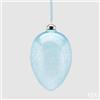 EDG Enzo De Gasperi Decorazione Uovo Vetro H 13,5 Cm D 9,5 Cm Azzurro