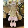 ARPIMEX Angioletto di Natale con Cappello Rosa in Stoffa H 35 Cm Beige