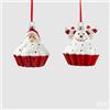 EDG Enzo De Gasperi Addobbo Natale Cupcake H 8 Cm D 7,5 Cm Bianco Rosso 1Pz