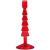 WD LifeStyle Potacandela in Vetro H 22 Cm Forma Albero di Natale Colore Rosso
