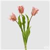 EDG Enzo De Gasperi Bouquet 3 Tulipani Parrot con Foglie Artificiali H 51 Cm Green Pink