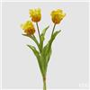 EDG Enzo De Gasperi Bouquet 3 Tulipani Parrot con Foglie Artificiali H 51 Cm Yellow Green