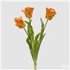 EDG Enzo De Gasperi Bouquet 3 Tulipani Parrot con Foglie Artificiali H 51 Cm Yellow Orange