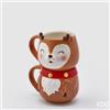EDG Enzo De Gasperi Set 2 Tazze Renna Natale Impilabili H 18 Cm D 10 Cm White Brown