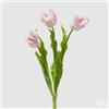 EDG Enzo De Gasperi Bouquet 3 Tulipani Parrot con Foglie Artificiali H 51 Cm White Pink